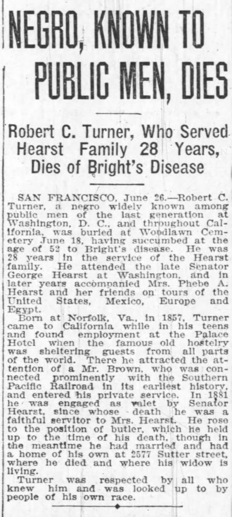 The Oakland Tribune obituary for Robert Turner